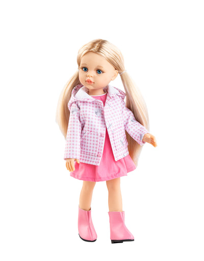 Poupée réaliste Las Amigas Rosa avec manteau et bottes de pluie - Paola Reina