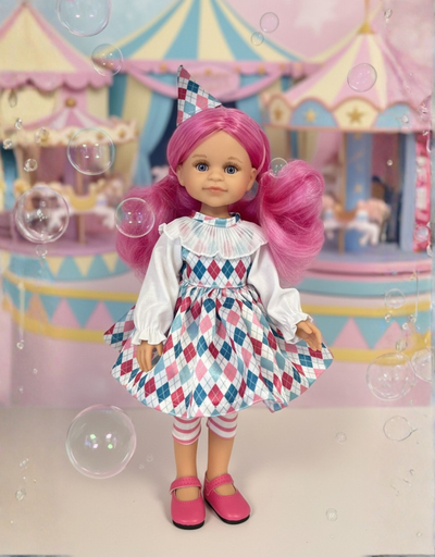 Poupée Las Amigas de Cleo habillée en arlequin aux cheveux rose - Paola Reina | Shine on me