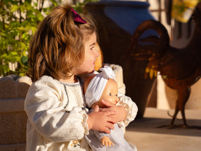 Alex & Sonia Doll - Sonia with floral blouse, tights and headband - Paola Reina