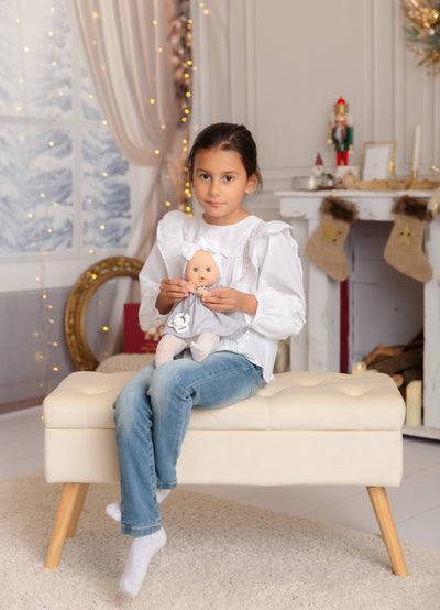 Alex & Sonia Doll - Sonia with floral blouse, tights and headband - Paola Reina