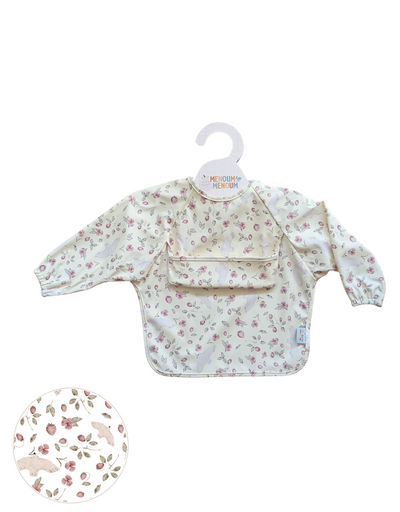 Long-sleeved bib - Flowers and birds - Menoum Menoum