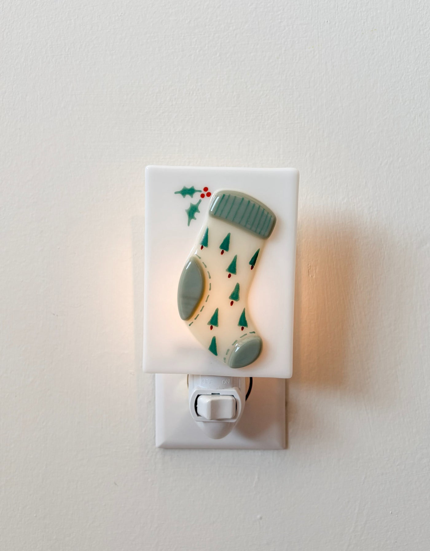 Veilleuse en verre fusionné e Noël - Bas de Noël - Veille sur toi | Shine on me