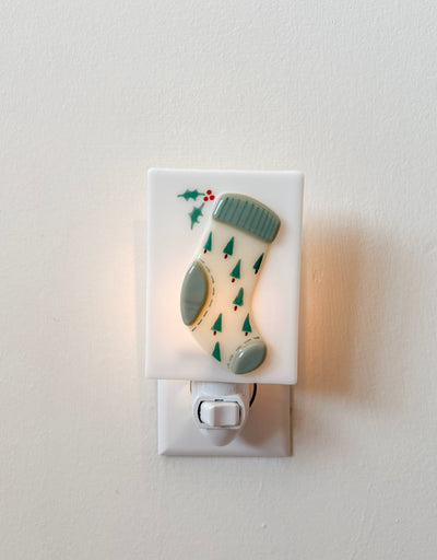 Veilleuse en verre fusionné e Noël - Bas de Noël - Veille sur toi | Shine on me