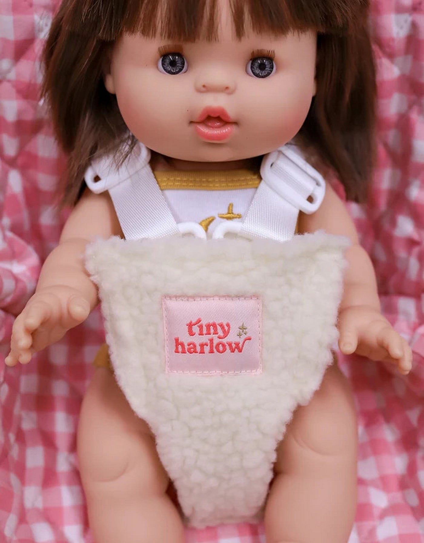 Coquille pour poupée - Vichy rose - Tiny Harlow