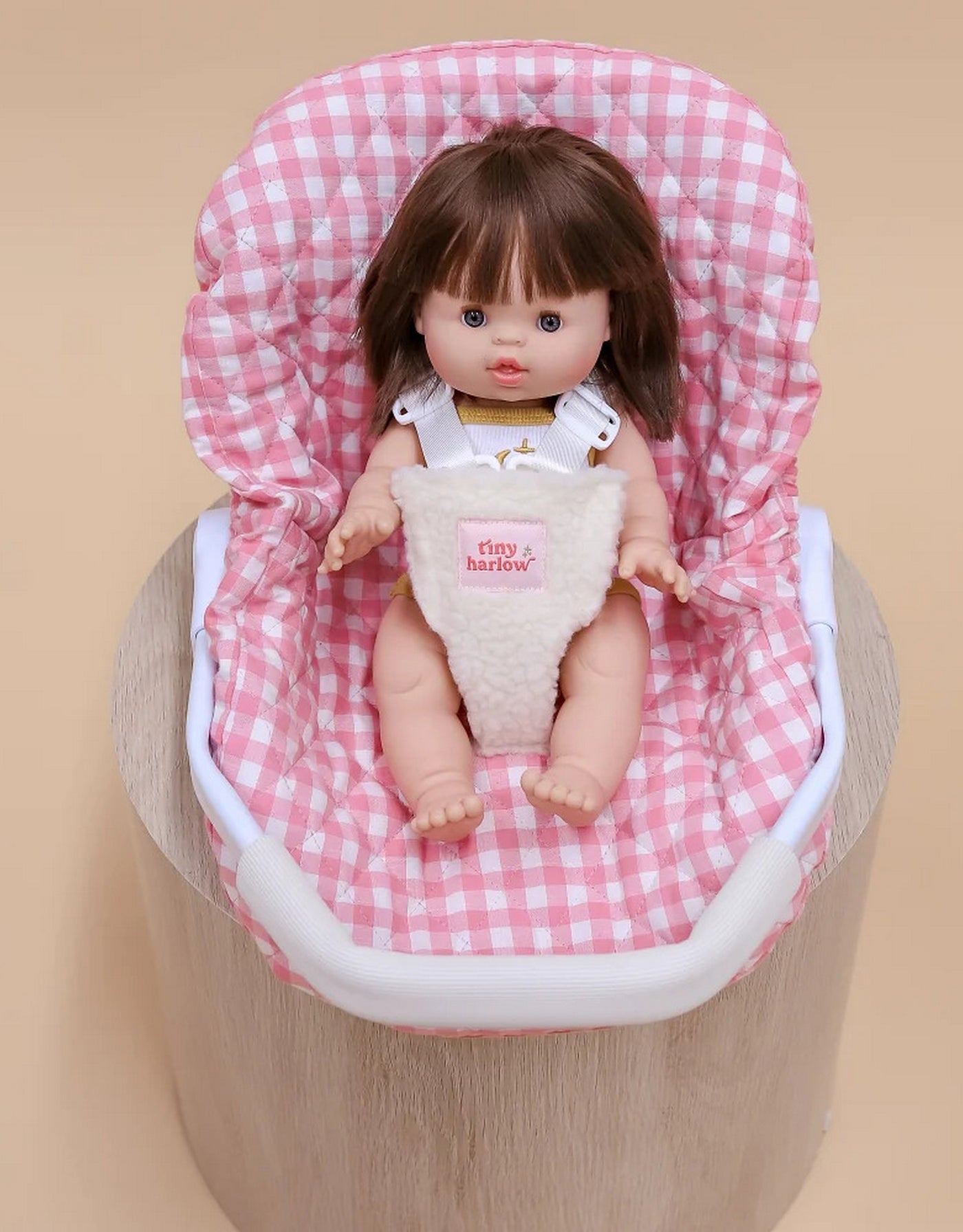 Coquille pour poupée - Vichy rose - Tiny Harlow