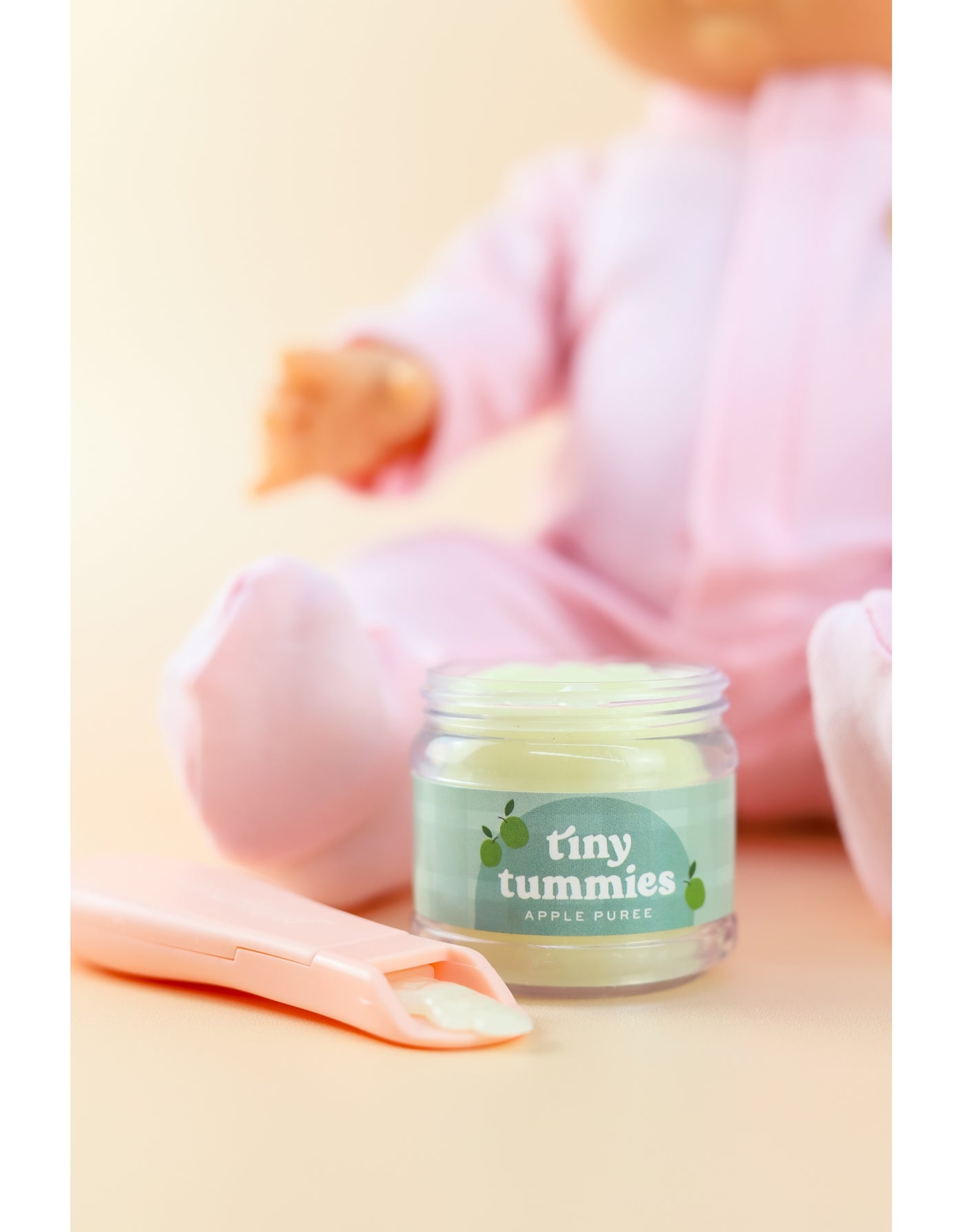 Box of 72 Tiny Tummies Jar and Spoon Sets - Apple - Tiny Harlow