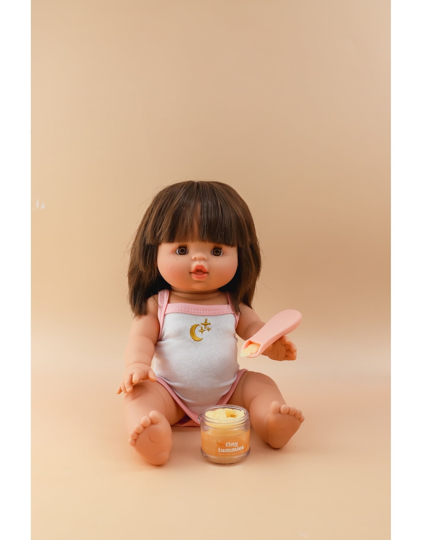 Box of 72 Tiny Tummies Jar and Spoon Sets - Peach - Tiny Harlow
