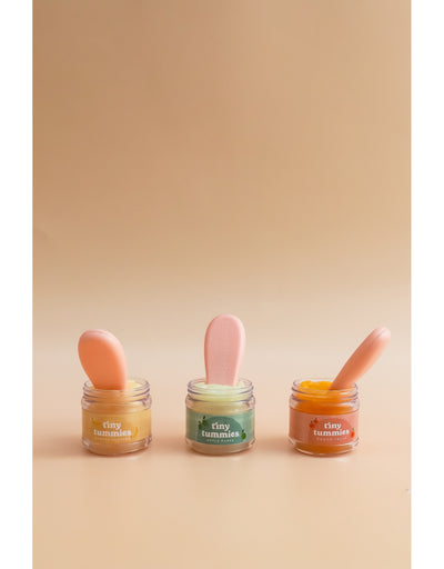 Box of 72 Tiny Tummies Jar and Spoon Sets - Peach - Tiny Harlow