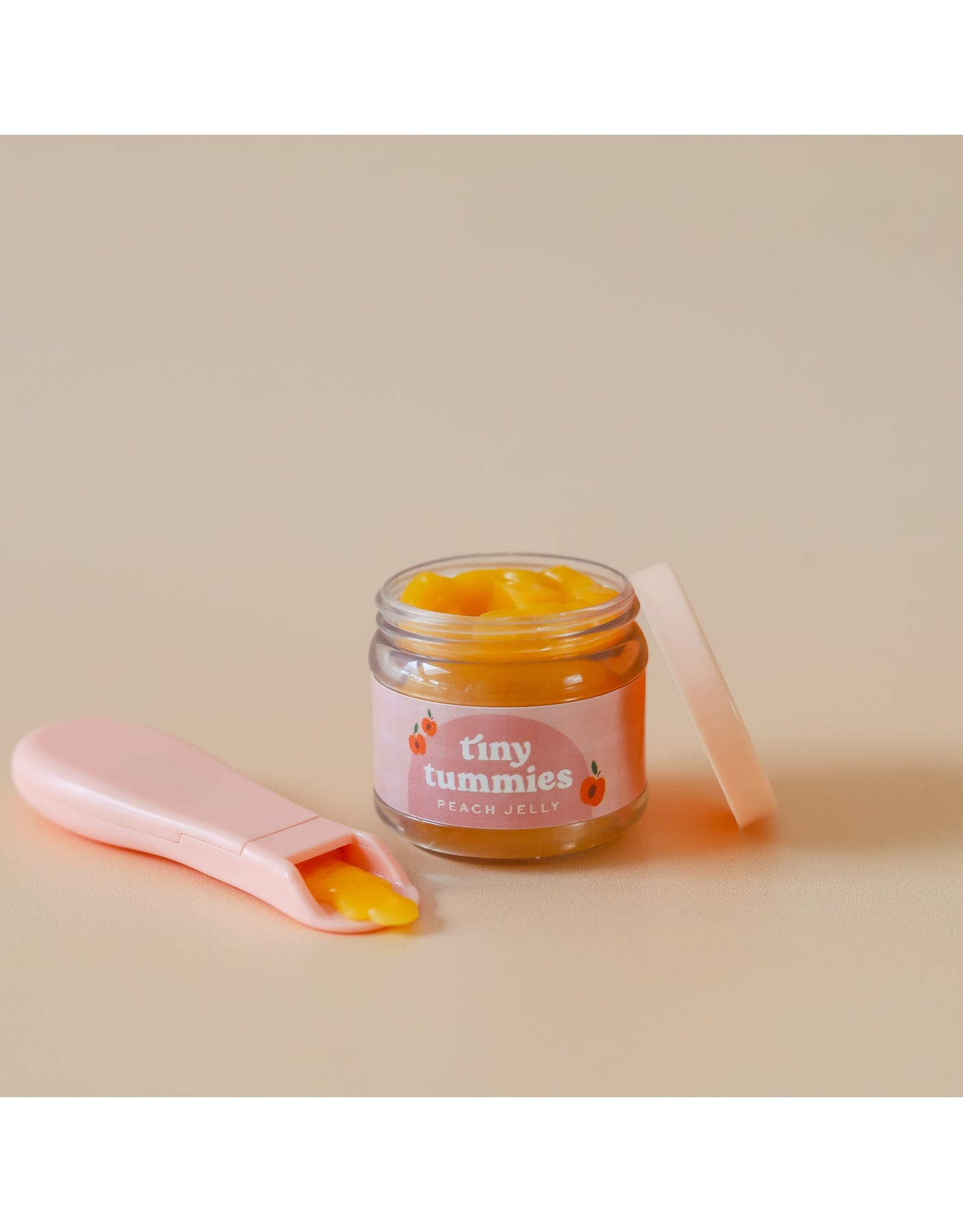Tiny Tummies Peach Jelly Food Jar and Spoon Set - Tiny Harlow
