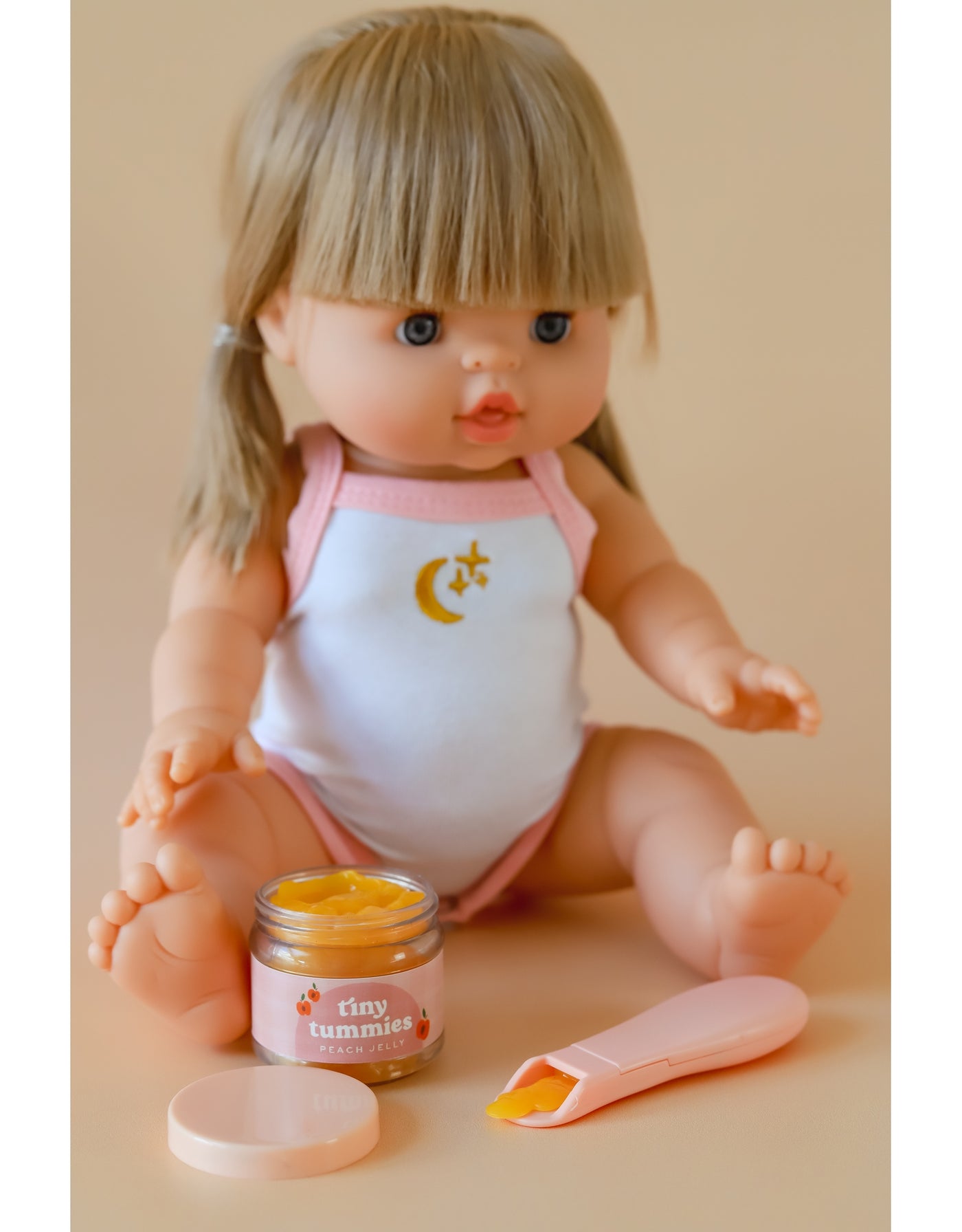 Box of 72 Tiny Tummies Jar and Spoon Sets - Peach - Tiny Harlow