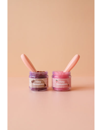 Box of 72 Tiny Tummies Jar and Spoon Sets - Chocolate - Tiny Harlow