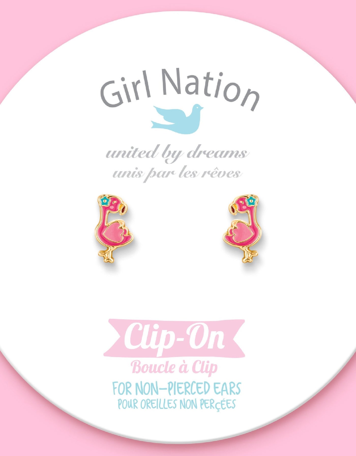 Boucles d'oreilles à clip en émail - Flamant rose fantastique - Girl Nation