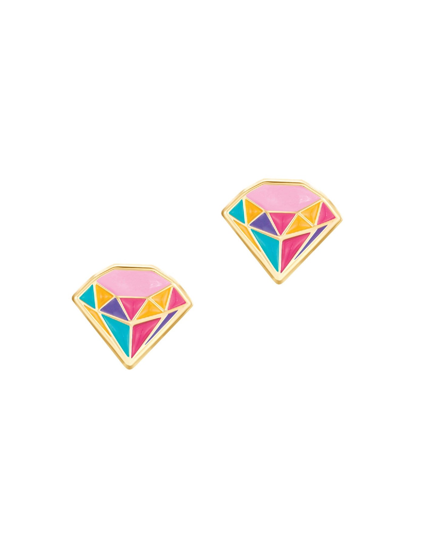 Boucles d'oreilles en émail - Diamant multicolore - Girl Nation