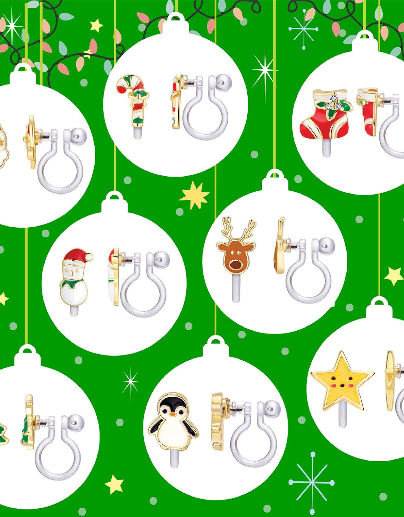 Boucles d'oreilles à clip en émail - Père Noël - Girl Nation