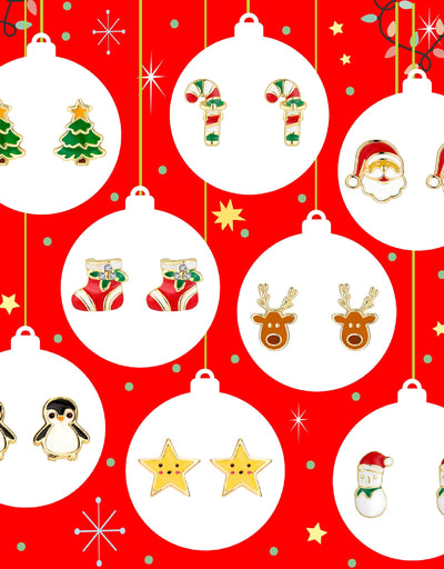 Boucles d'oreilles en émail - Canne de Noël - Girl Nation