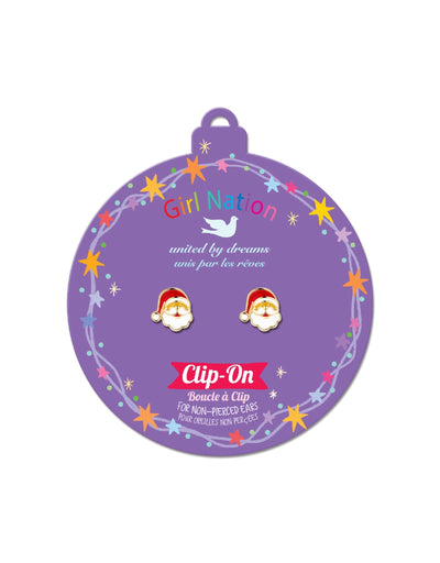 Boucles d'oreilles à clip en émail - Père Noël - Girl Nation