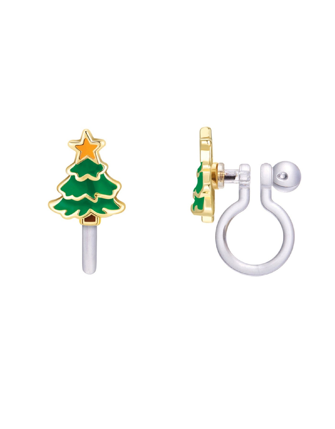 Boucles d'oreilles à clip en émail - Sapin de Noël - Girl Nation