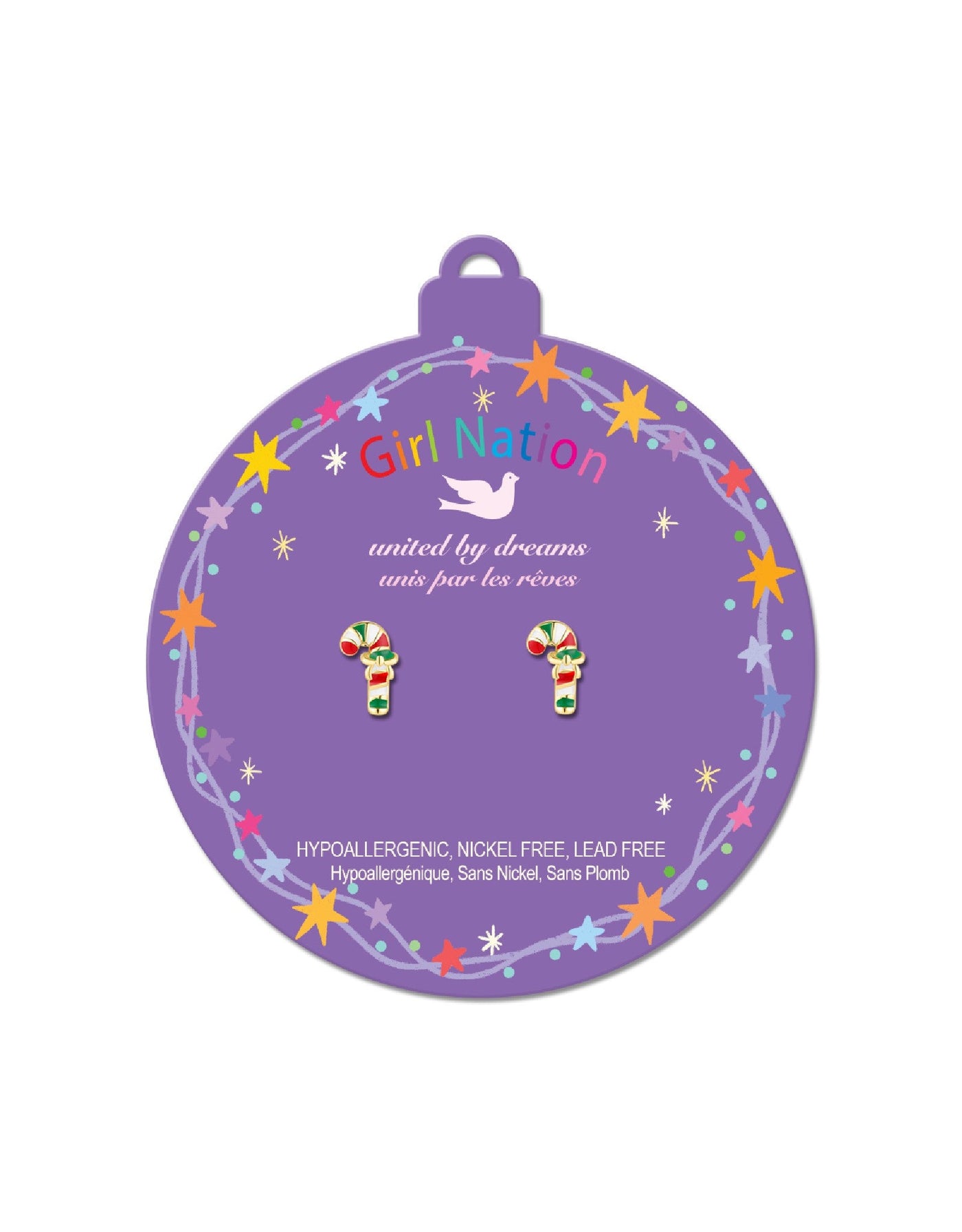 Boucles d'oreilles en émail - Canne de Noël - Girl Nation