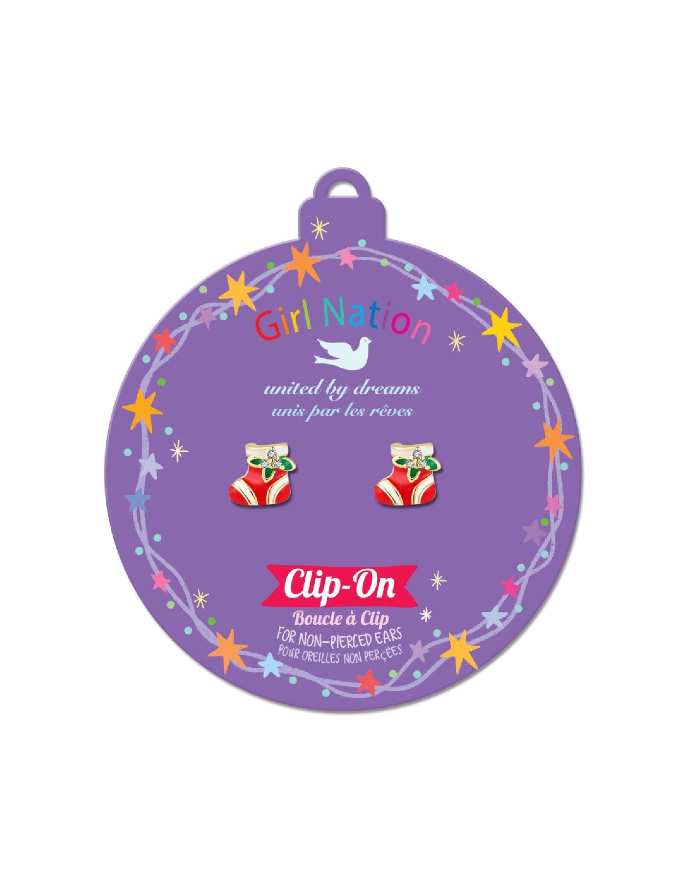 Boucles d'oreilles à clip en émail - Bas de Noël - Girl Nation