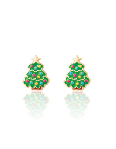 Boucles d'oreilles en émail - Sapin de Noël joyeux - Girl Nation