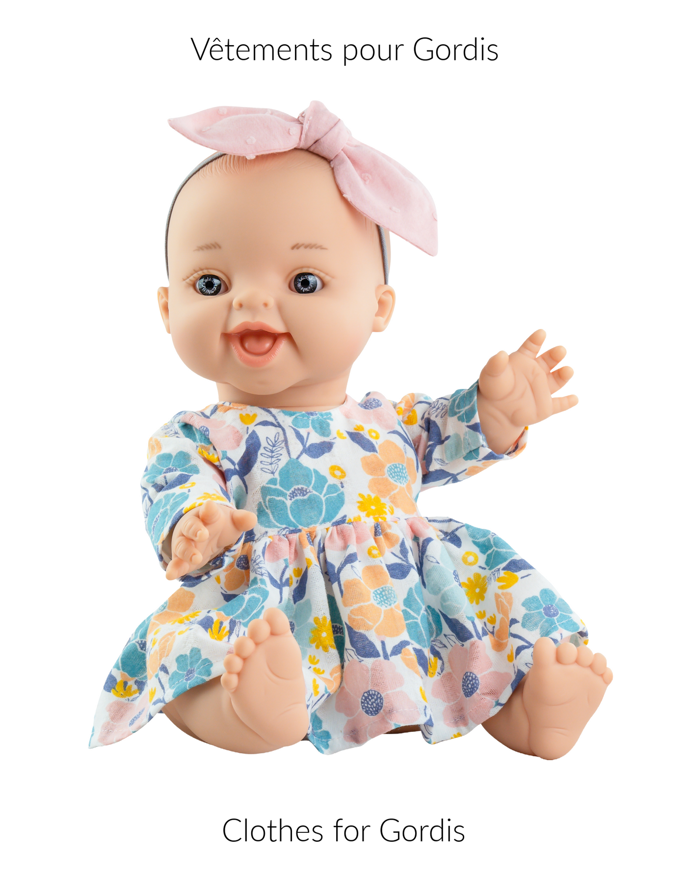 Gordis doll clothes - Floral dress and pink headband - Paola Reina