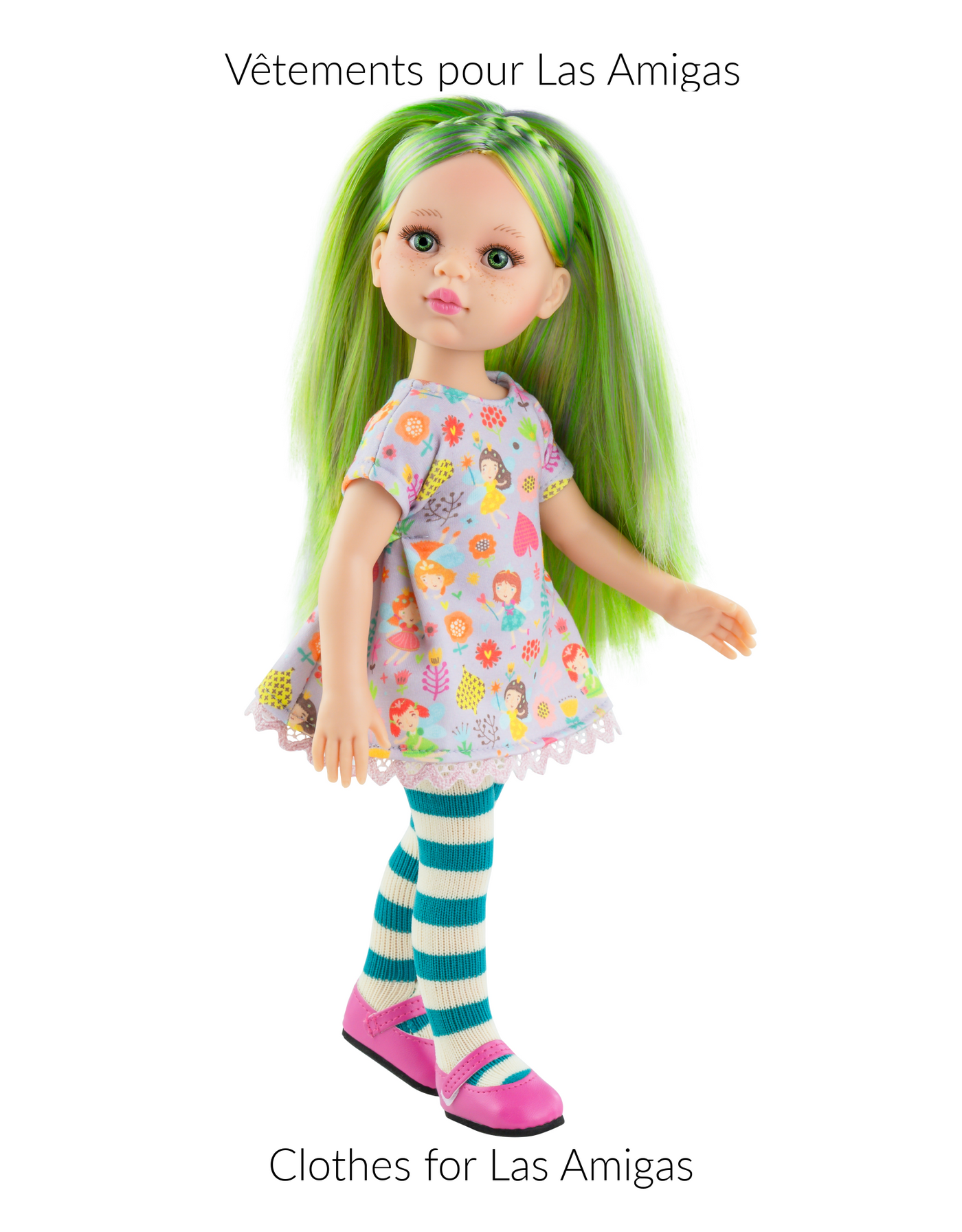 Las Amigas doll clothes - Fairy dress with striped tights - Paola Reina