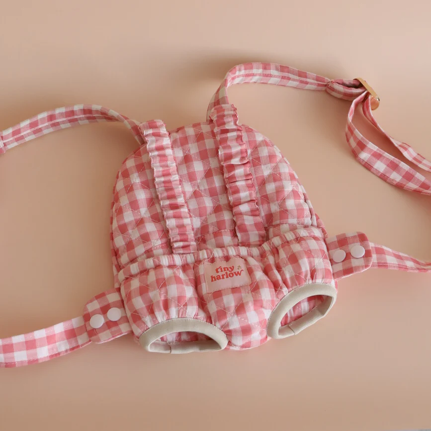 Porte-bébé pour poupée - Vichy rose - Tiny Harlow