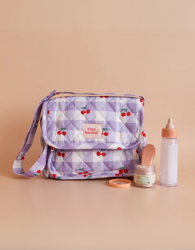 Ensemble de départ pour poupée Tiny Nurturers - vichy lilas et cerise - Tiny Harlow | Shine on me