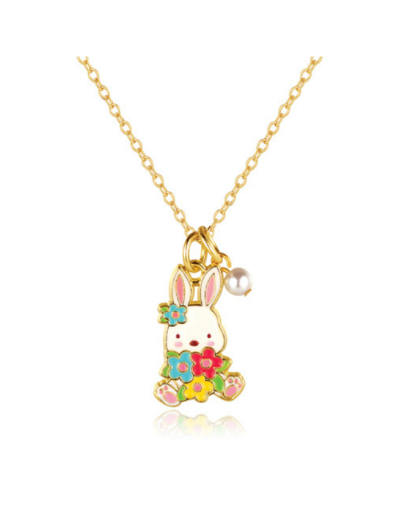 Collier douce petite - Lapin et fleurs - Girl Nation