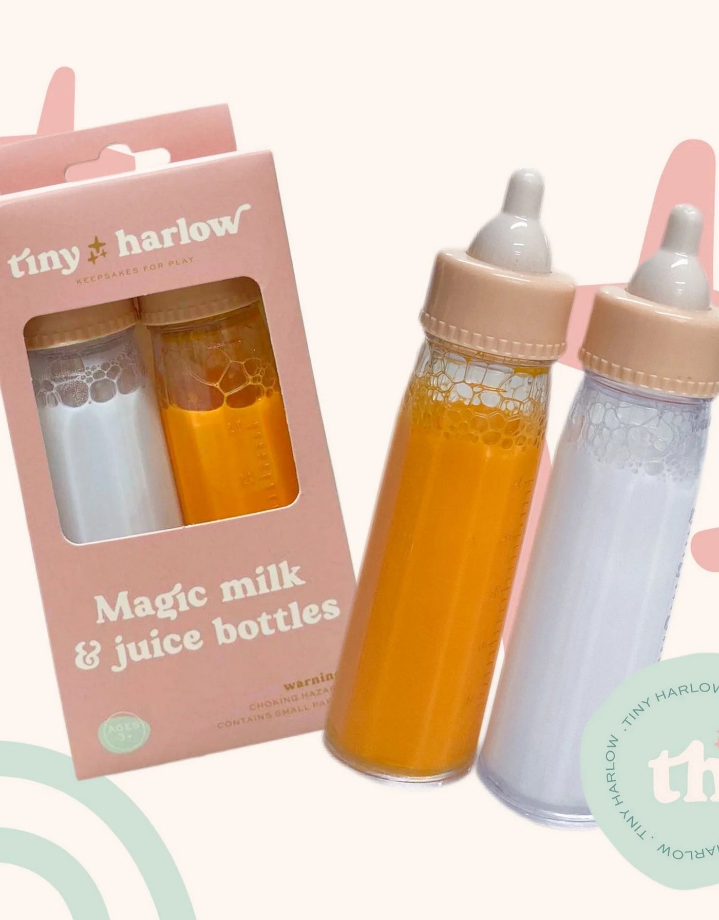 Box of 72 milk and juice bottle sets - Tiny Harlow
