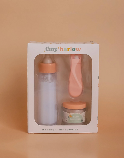 Ensemble My First Tiny Tummies avec pot de céréales et bouteille de lait pour poupée - Tiny Harlow | Shine on me