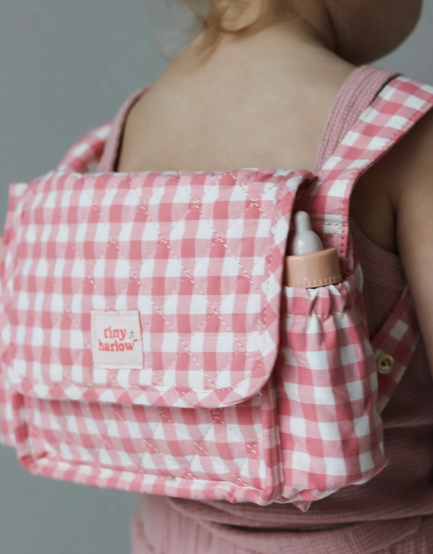 Sac à langer convertible - Vichy rose - Tiny Harlow