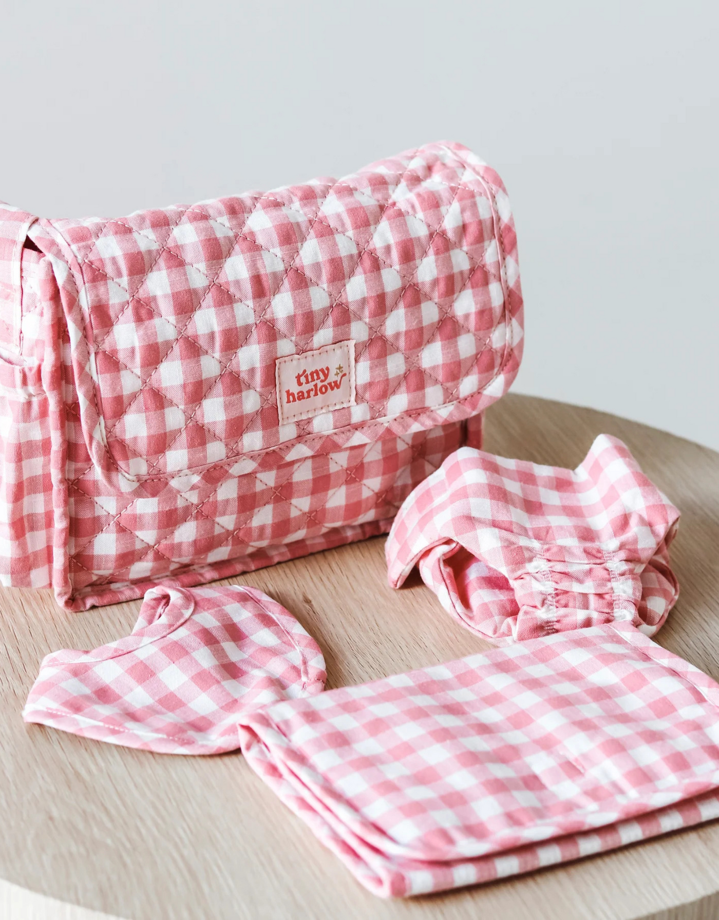 Sac à langer convertible - Vichy rose - Tiny Harlow