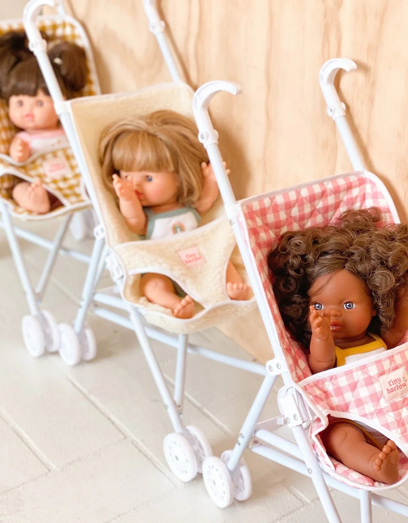 Box of 8 doll strollers - sherpa - Tiny Harlow