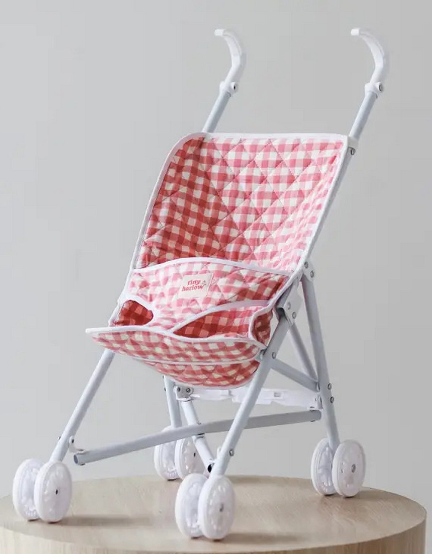 Doll stroller - Pink gingham - Tiny Harlow