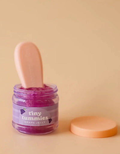 Box of 72 Tiny Tummies Jar and Spoon Sets - Grape - Tiny Harlow