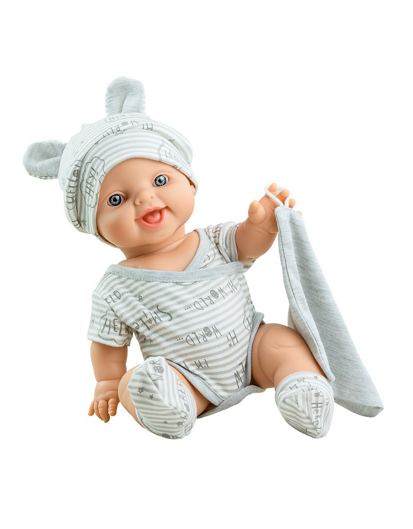 Vêtement pour poupée Gordis - Cache-couche ligné gris et bonnet - Paola Reina