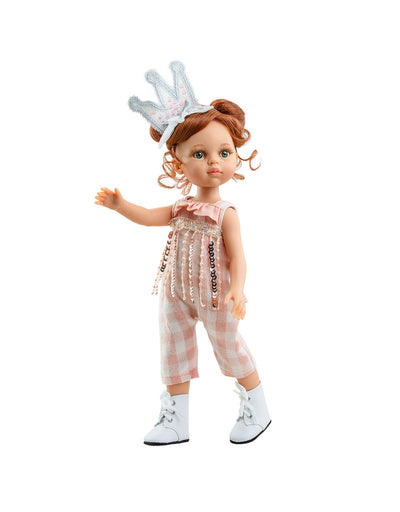 Las Amigas Doll - Cristi with pink romper and a fabric crown - Paola Reina