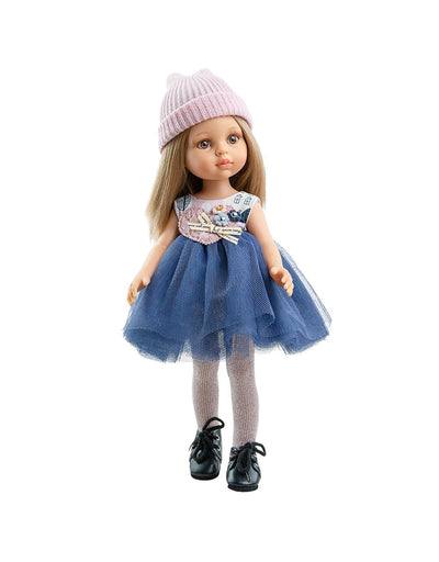 Las Amigas Doll - Carla with blue crinoline dress and hat - Paola Reina