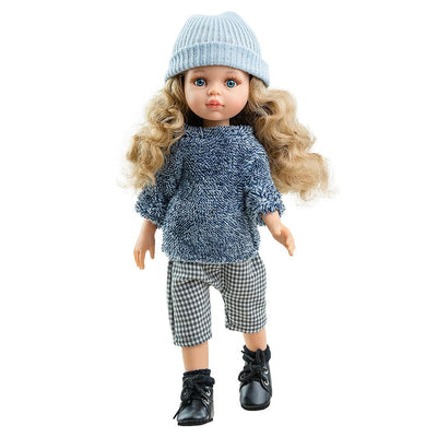 Las Amigas Doll Clothing - Blue three-quarter length sweater, pants and hat - Paola Reina