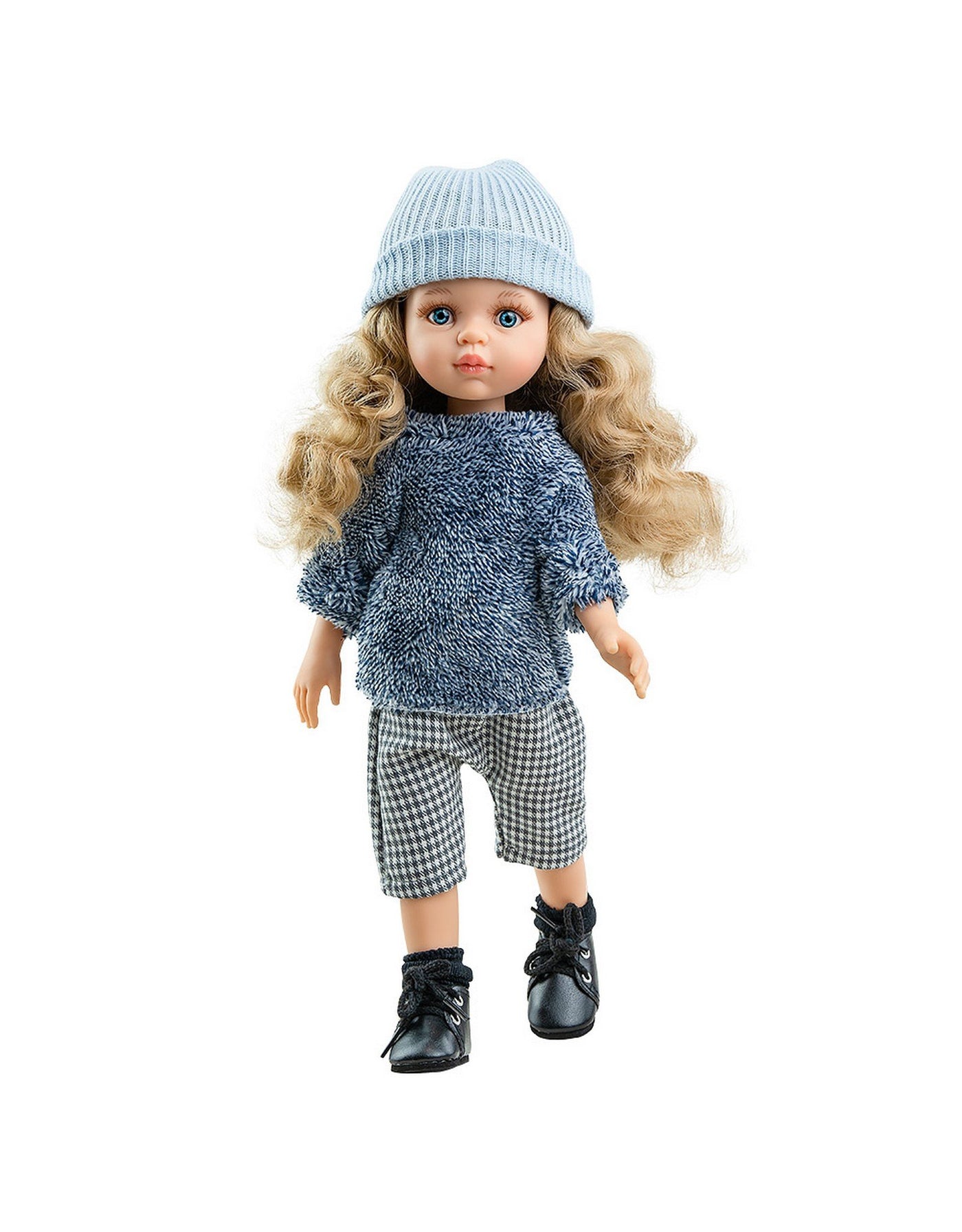 Las Amigas Doll - Carla with blue sweater and three-quarter pants and a hat - Paola ReinD
