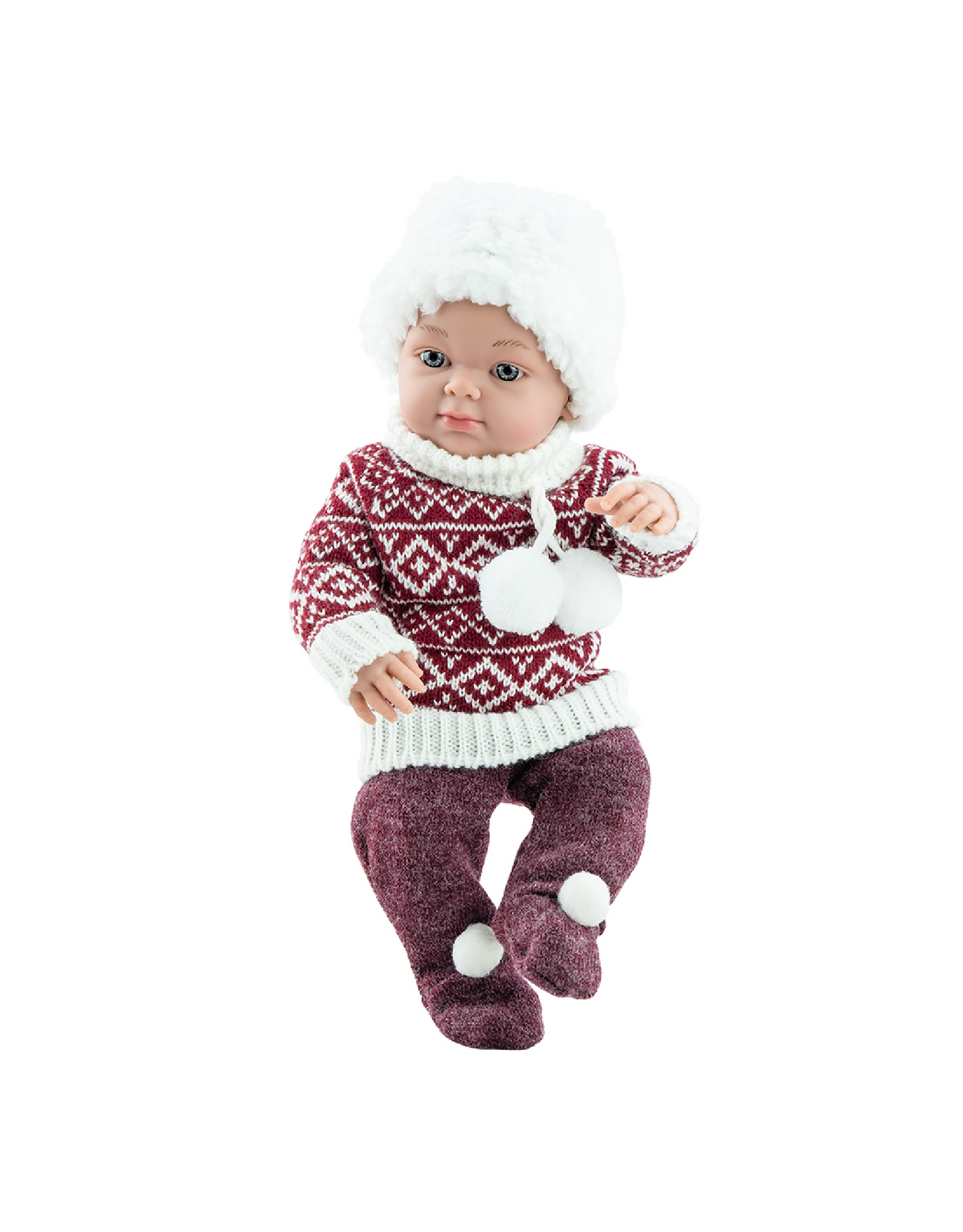 Mini Pikolines Doll - Baby girl with wool sweater and white hat - Paola Reina