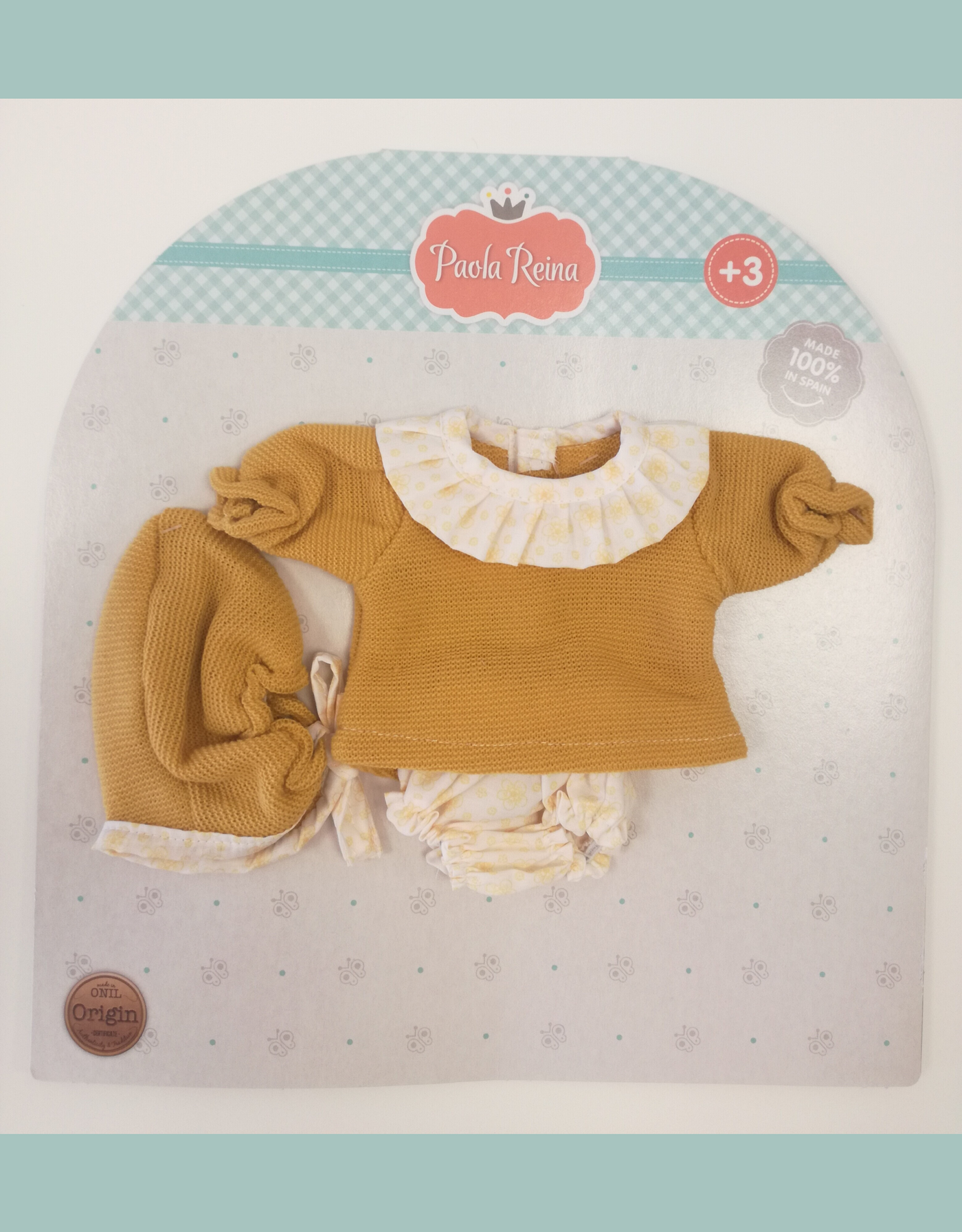 Gordis Doll Clothing - Mustard sweater and hat with shorts - Paola Reina