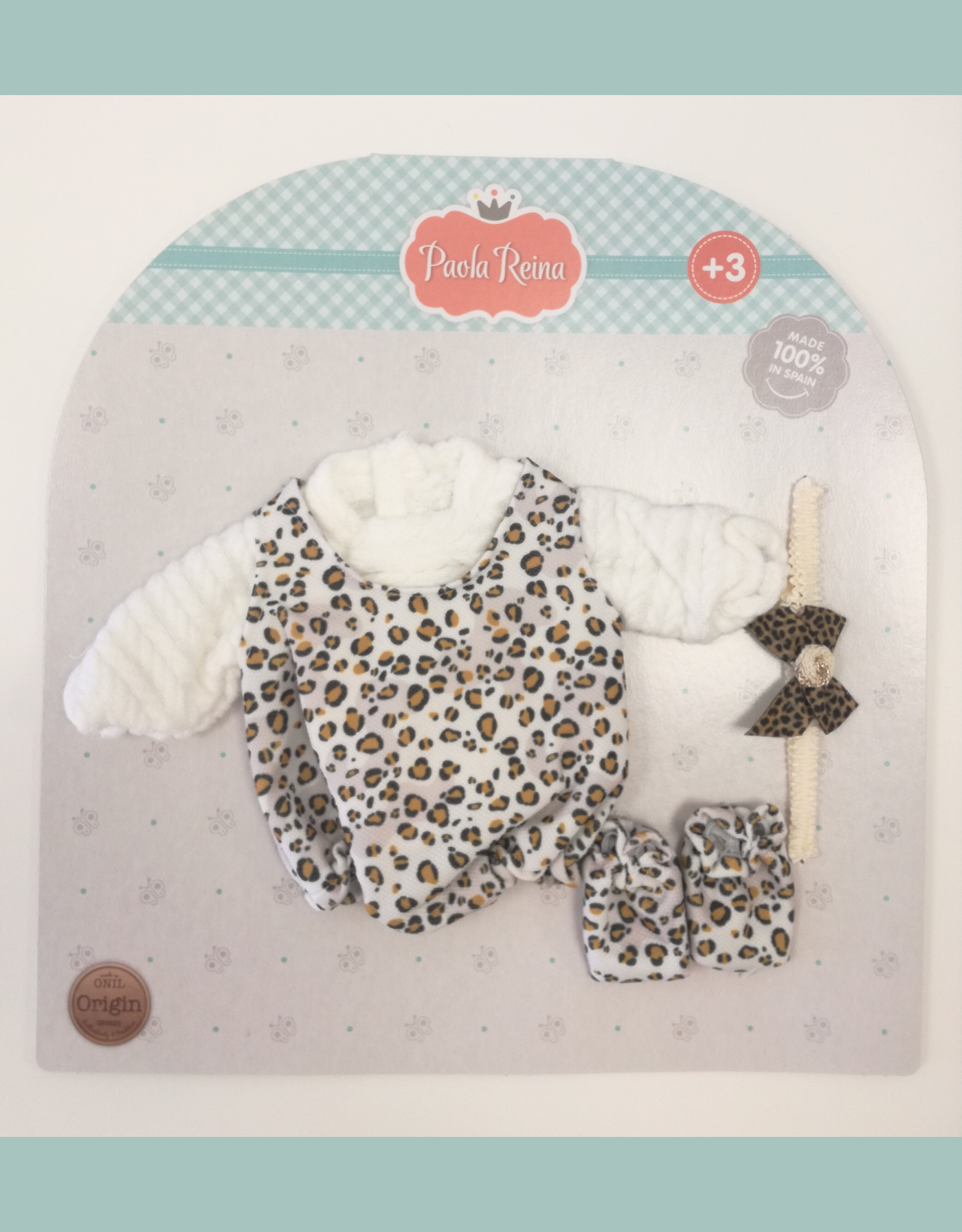 Vêtement pour poupée Gordis - Ensemble léopard, bas et petit bandeau Rebeca- Paola Reina