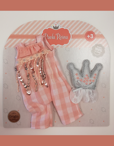 Las Amigas Doll Clothing - Pink romper and fabric crown - Paola Reina