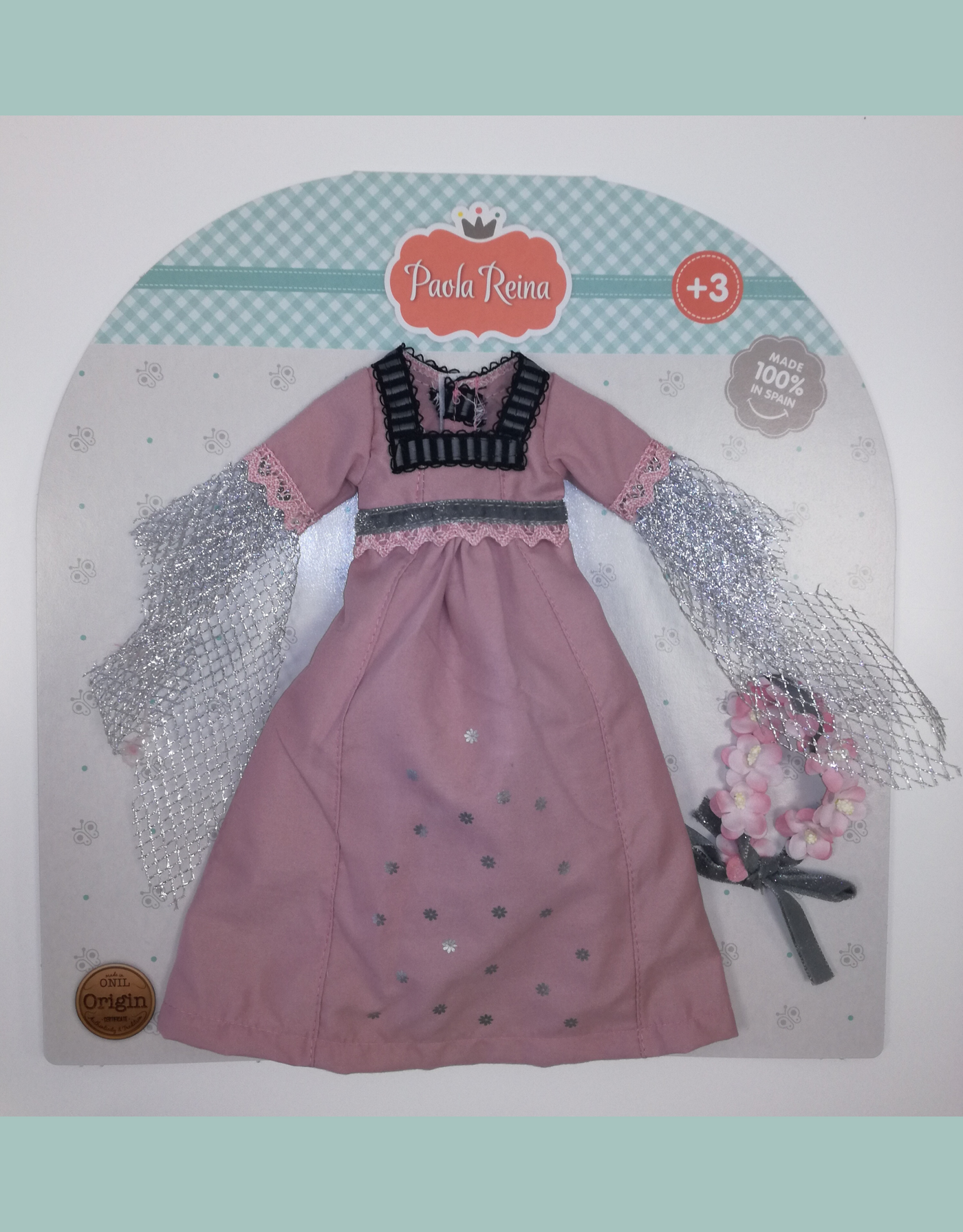 Las Amigas Doll Clothing - Pink satin vintage dress - Paola Reina