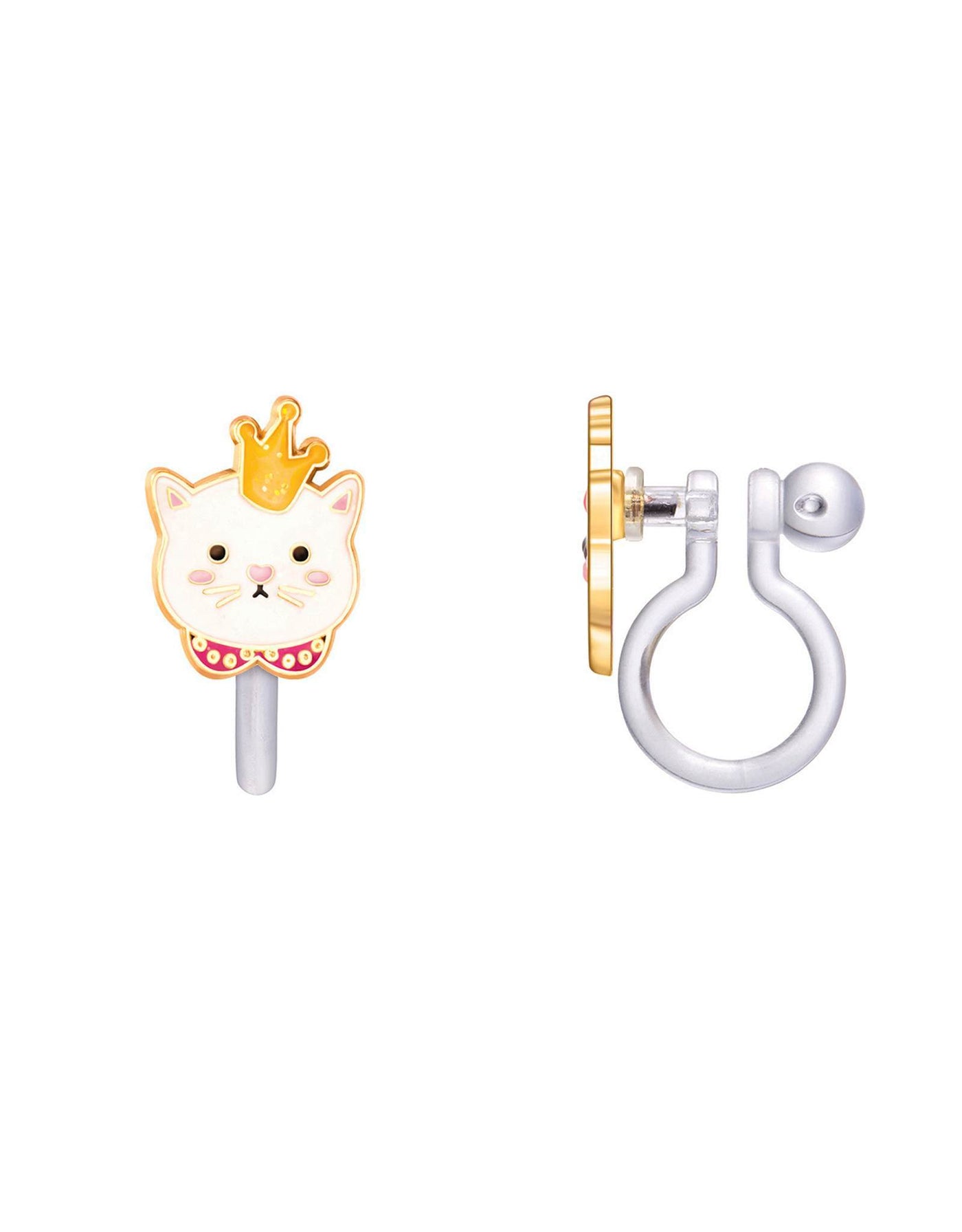 Enamel clip-on earrings (2-pack) - Crowned Cat - Girl Nation