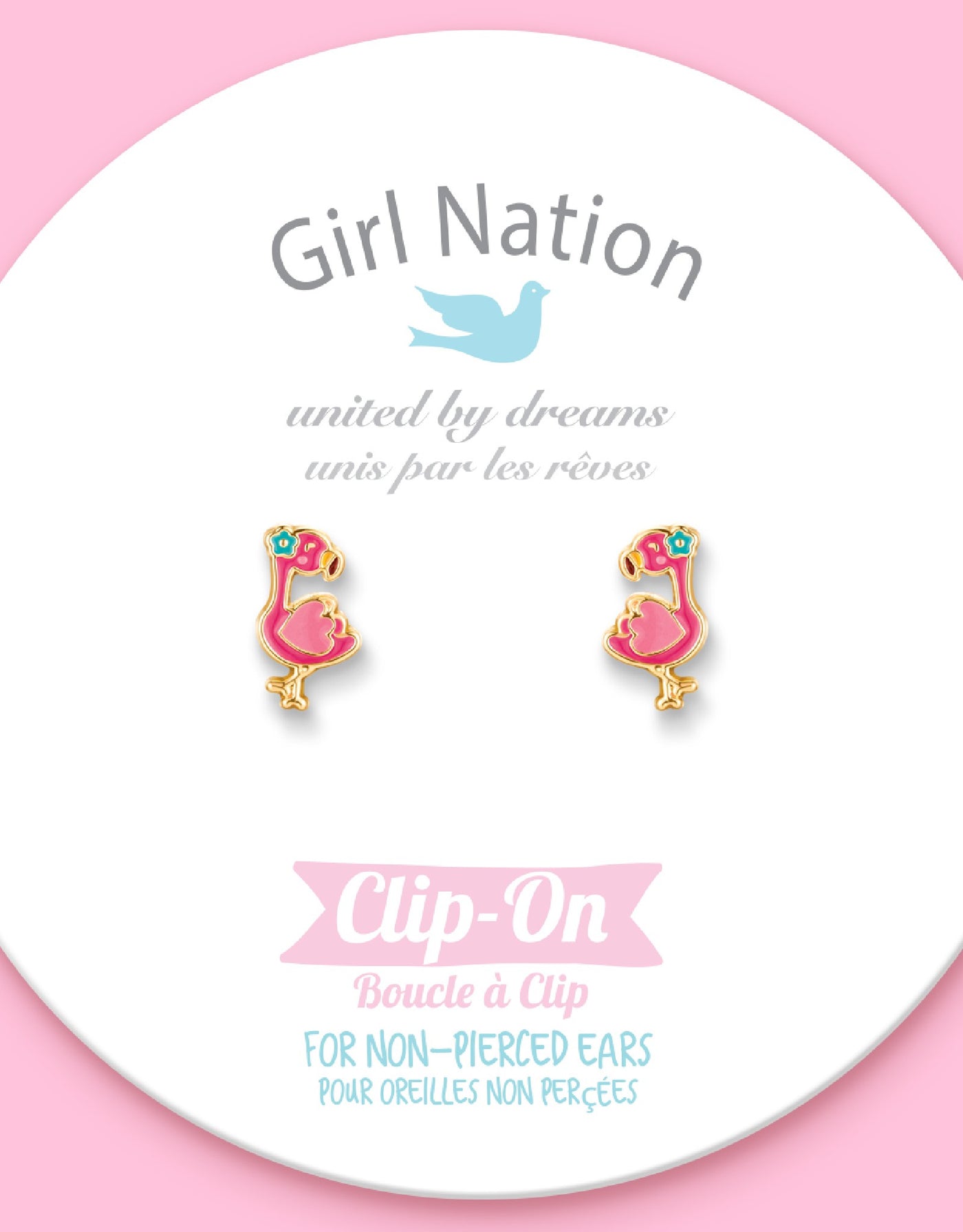 Boucles d'oreilles à clip en émail (paquet de 2) - Flamant rose fantastique - Girl Nation
