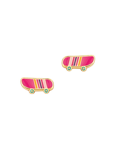 Enamel Earrings (pack of 2) - Skateboard - Girl Nation