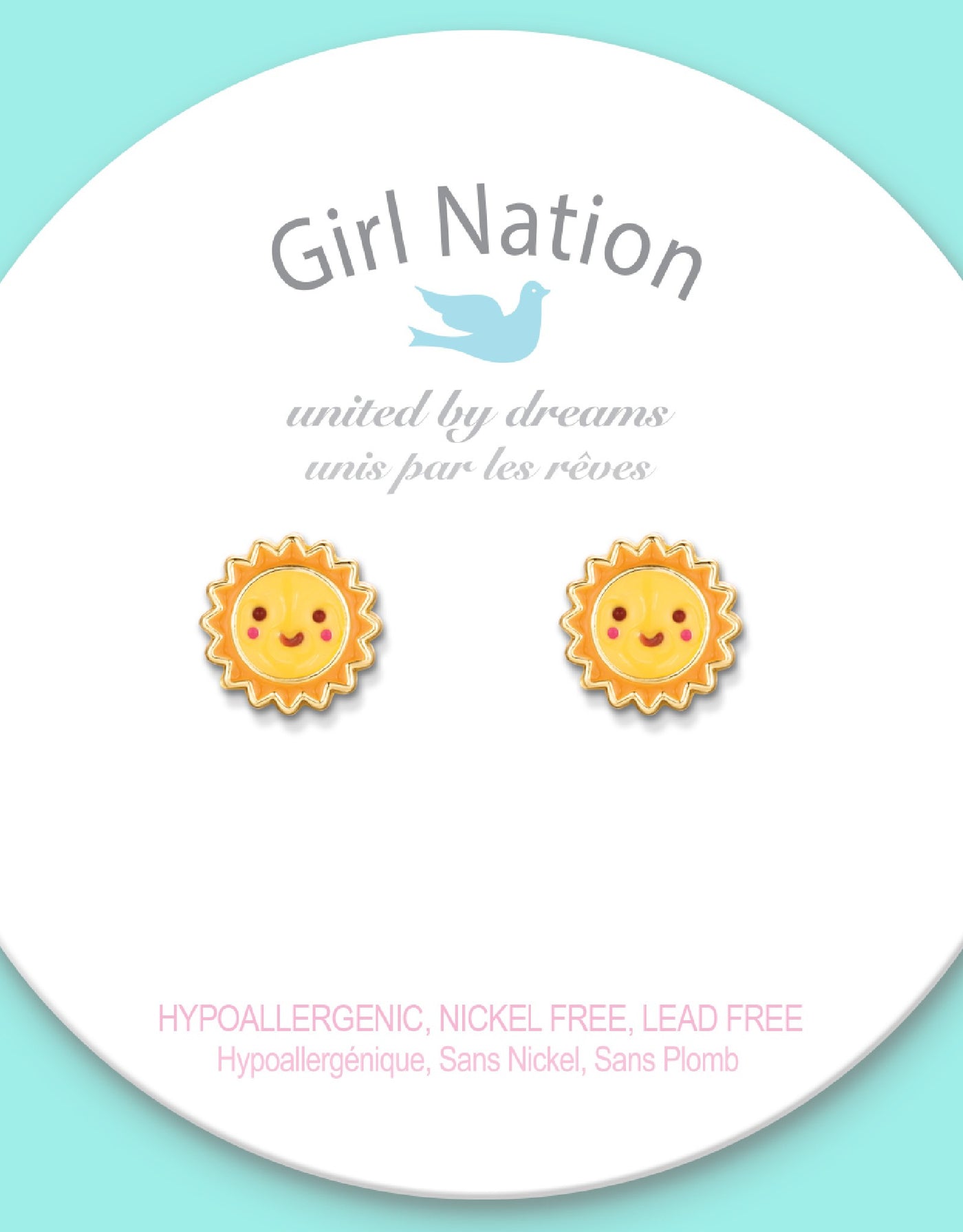 Boucles d'oreilles en émail (paquet de 2)- Soleil heureux - Girl Nation